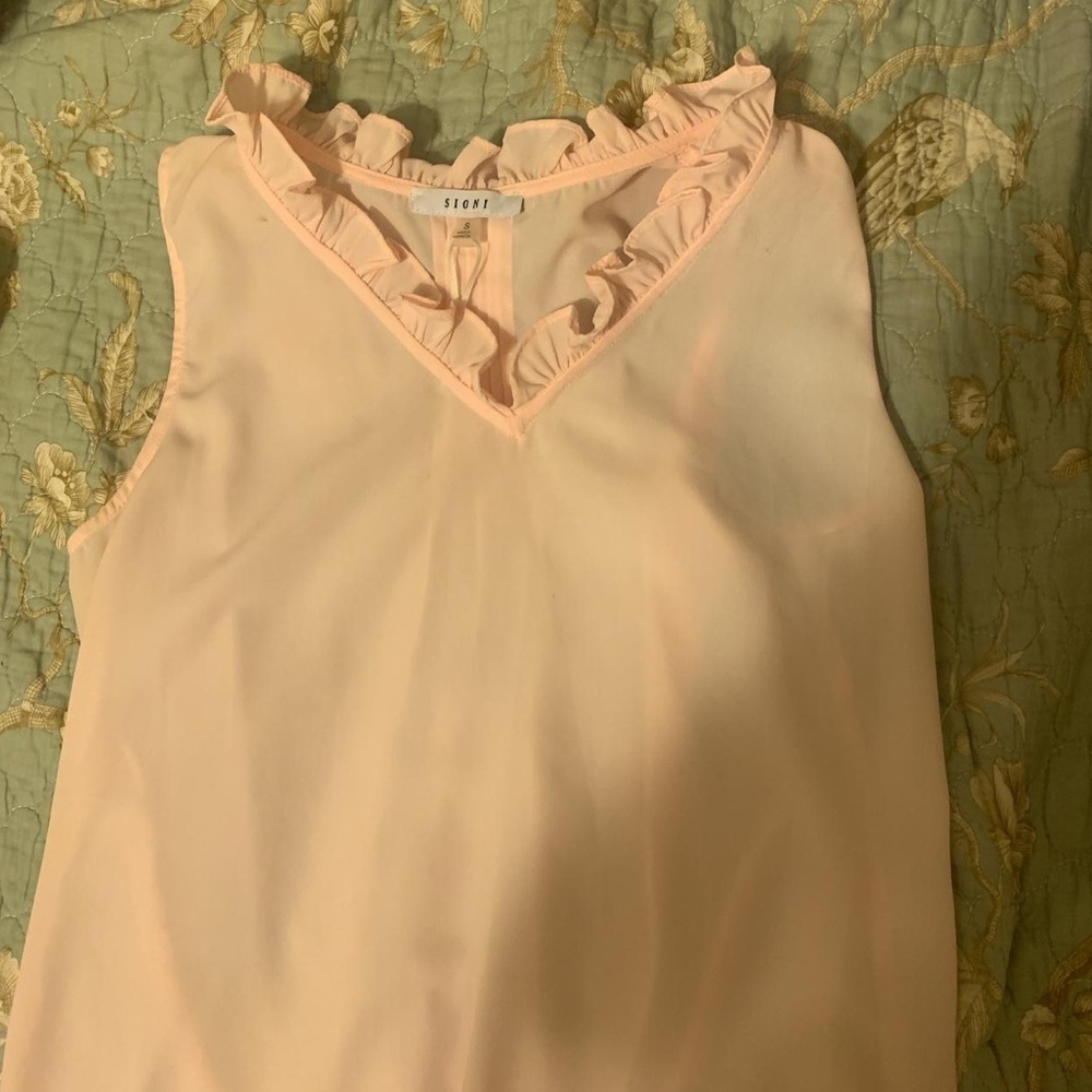 Sioni baby pink coquette sleeveless blouse size small!!